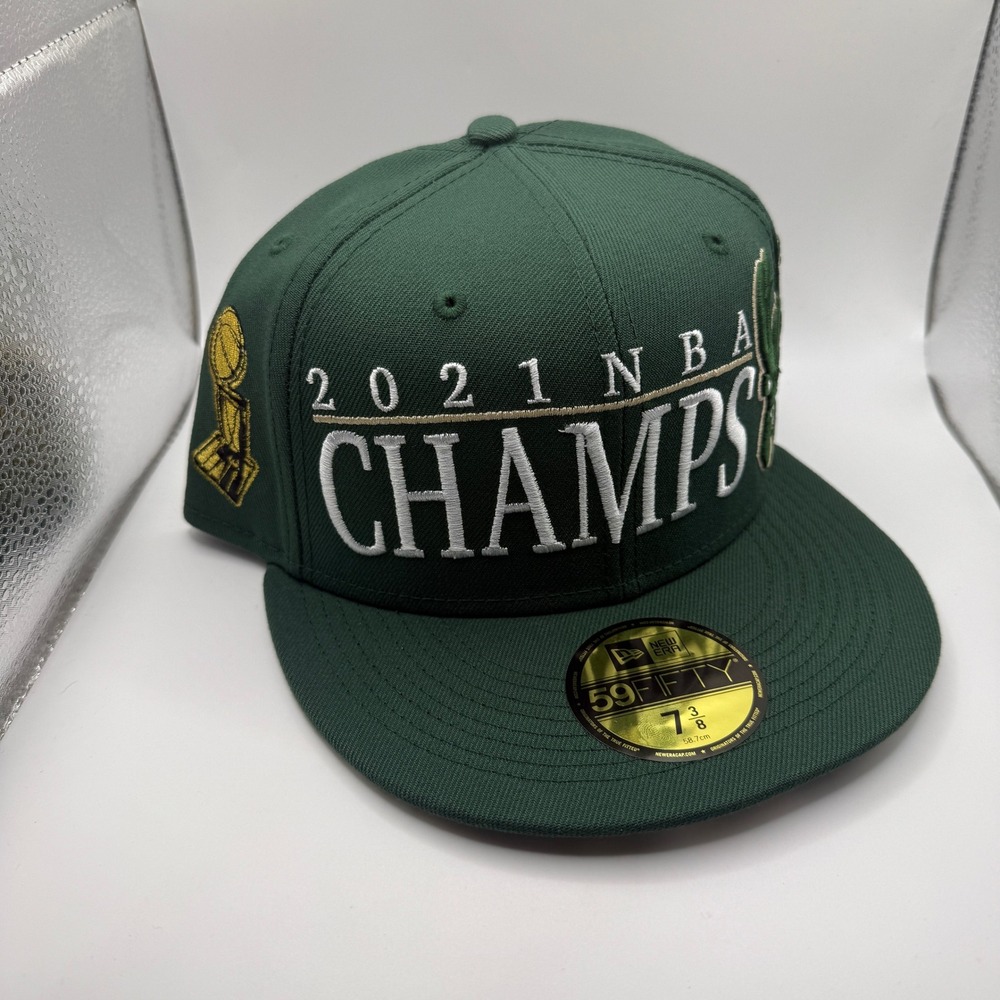New Era Milwaukee Bucks 2021 NBA Champs 59FIFTY Fitted‎ Hat 7 3/8 Green Floral